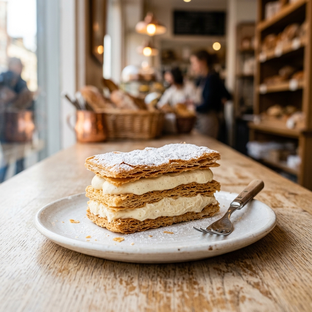 Fresh Cream Pastry — Flaky puff pastry with vanilla cream