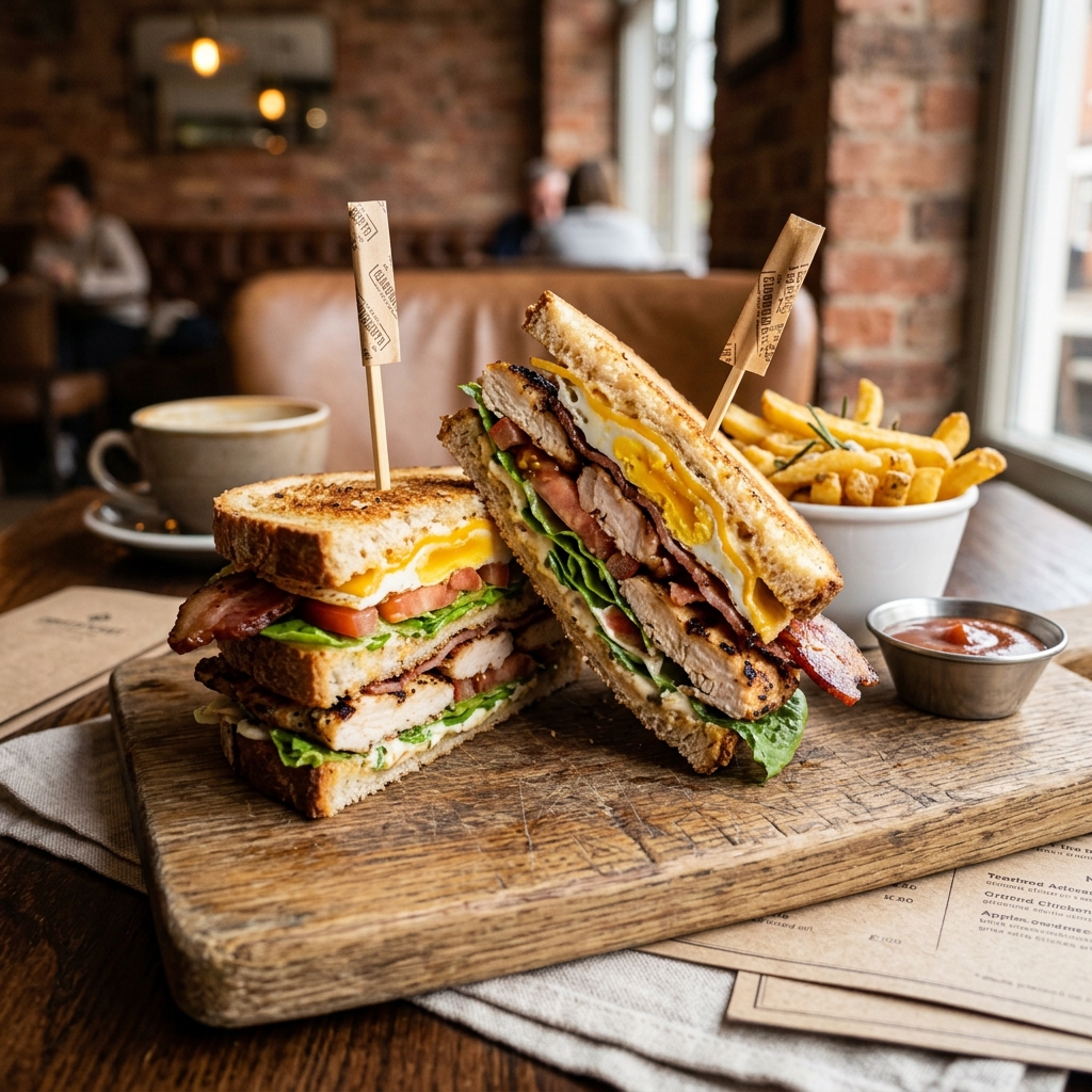 Gourmet club sandwich at BITES